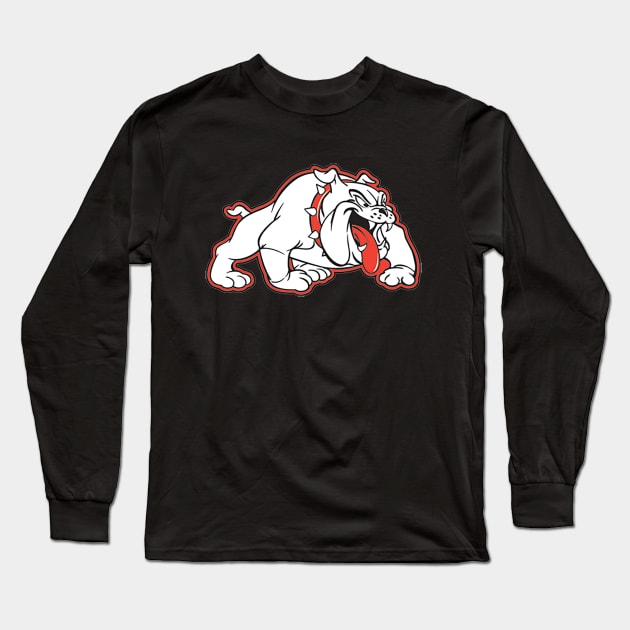 White Bulldog Logo with Red Outline Long Sleeve T-Shirt by JMNJR_Radio